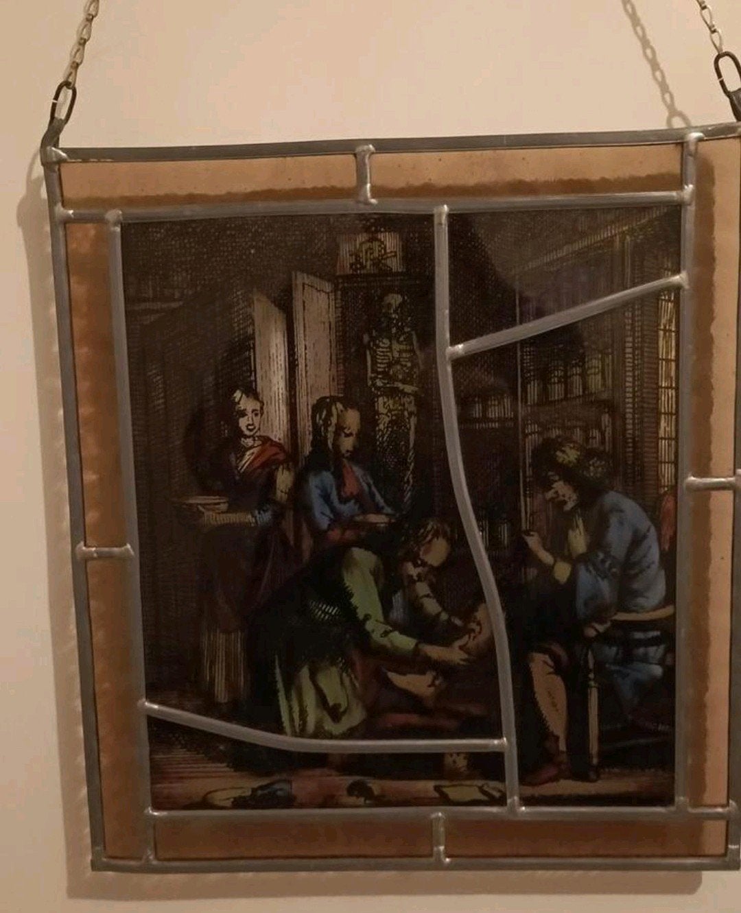 Glas-in-lood paneel met historische afbeelding, Ophalen of Verzenden