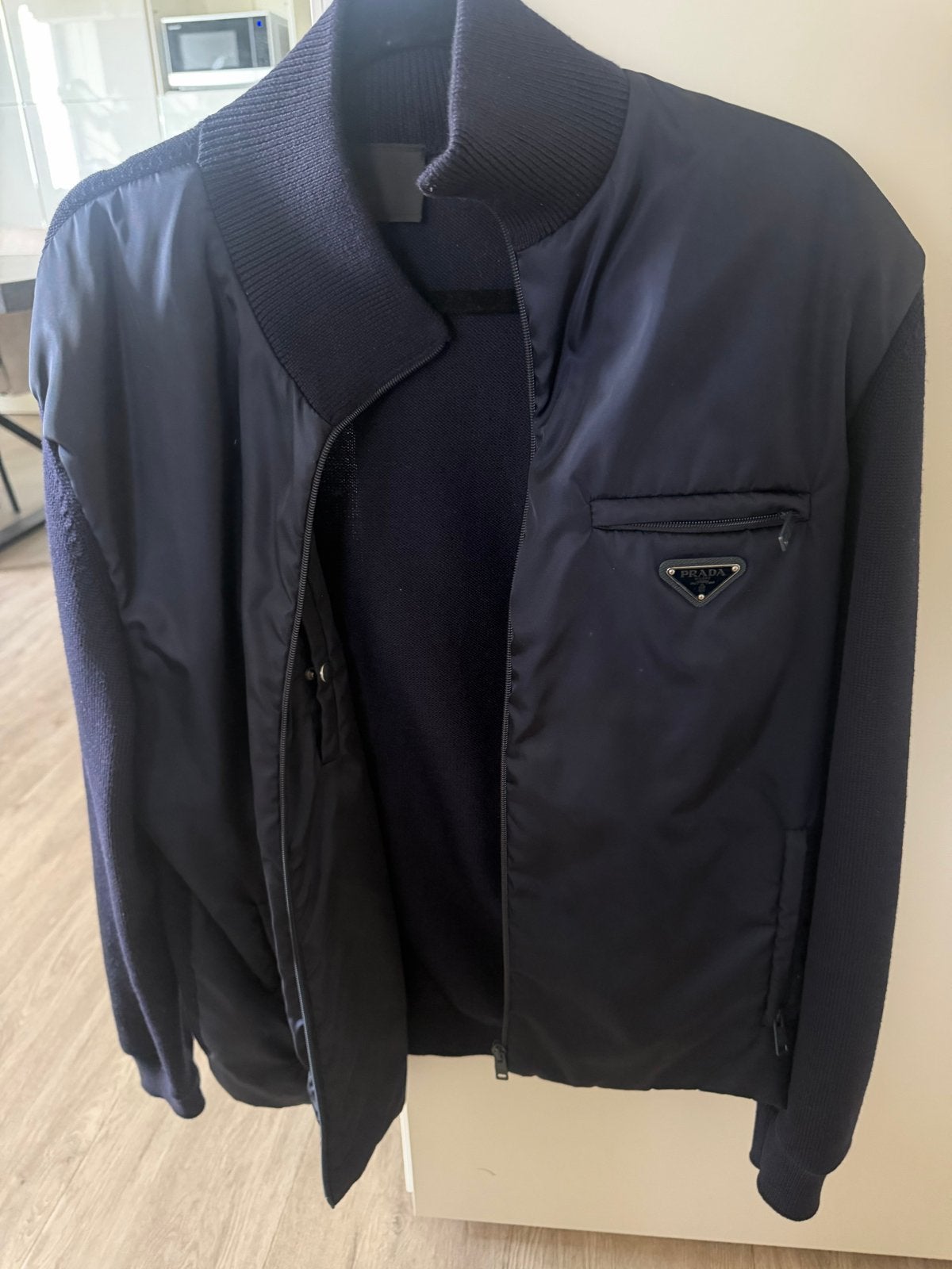 Prada Bomberjack - Donkerblauw, Ophalen of Verzenden, Zo goed als nieuw, Maat 48/50 (M), Blauw
