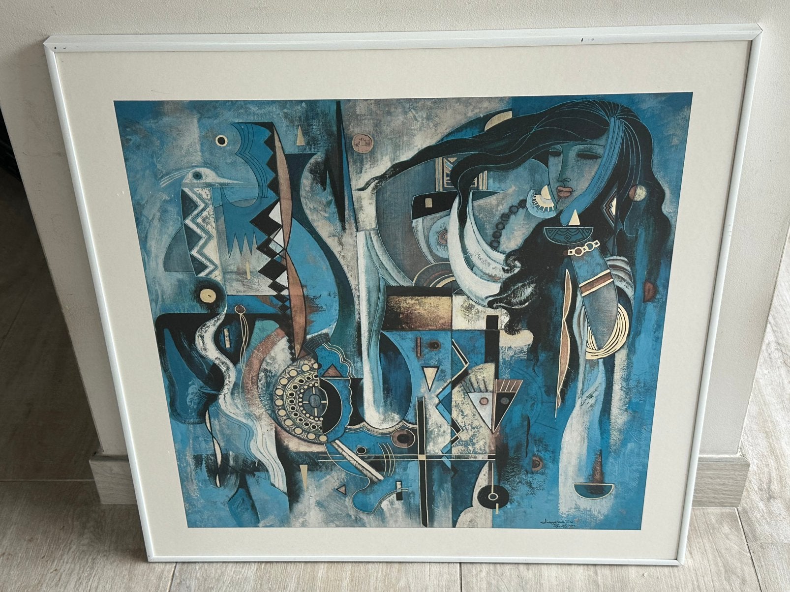 Jianghua Su chinese kunst lithografie schilderij 56/55cm, Ophalen of Verzenden