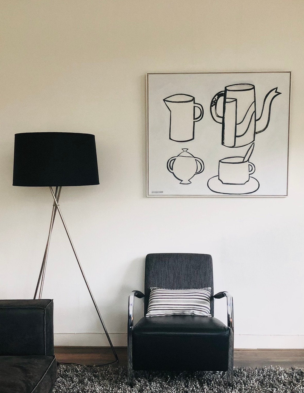 Klaas Gubbels, groot schilderij ‘zwart - wit - grijs’, Ophalen of Verzenden