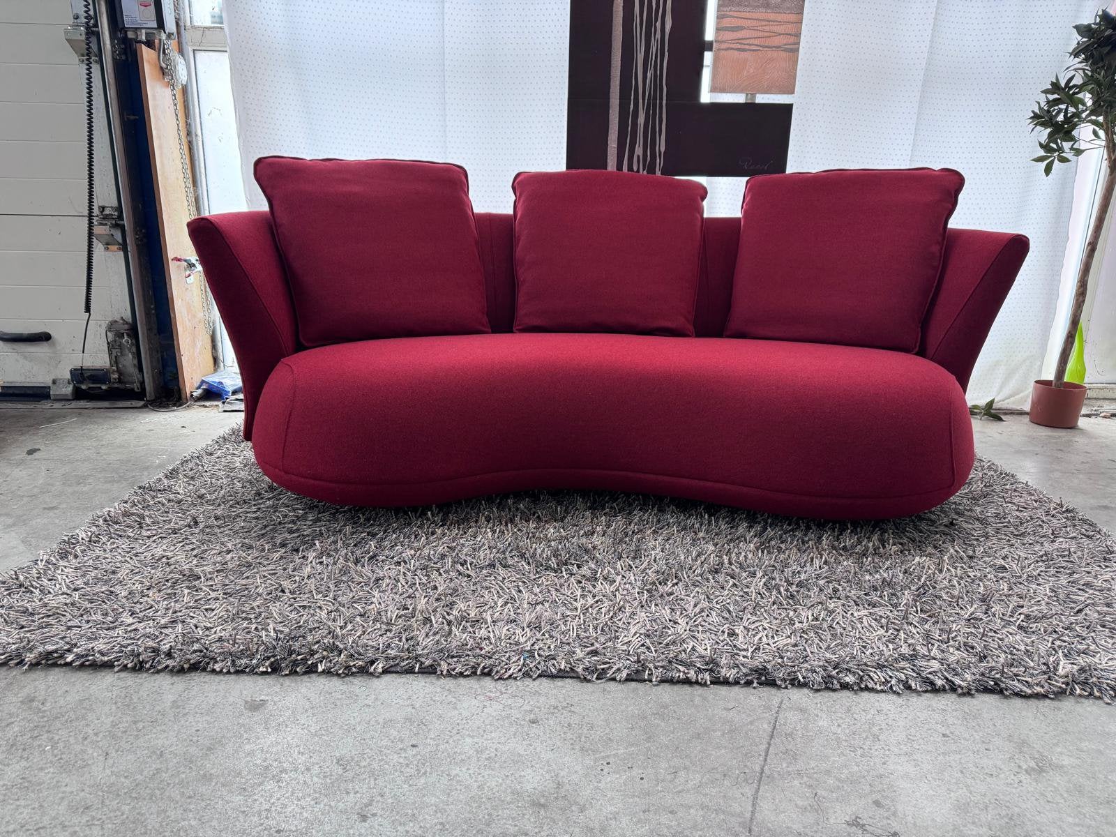 Leolux 2,5 zits bank ploegwol  78 rood, Ophalen of Verzenden, Zo goed als nieuw, 75 tot 100 cm