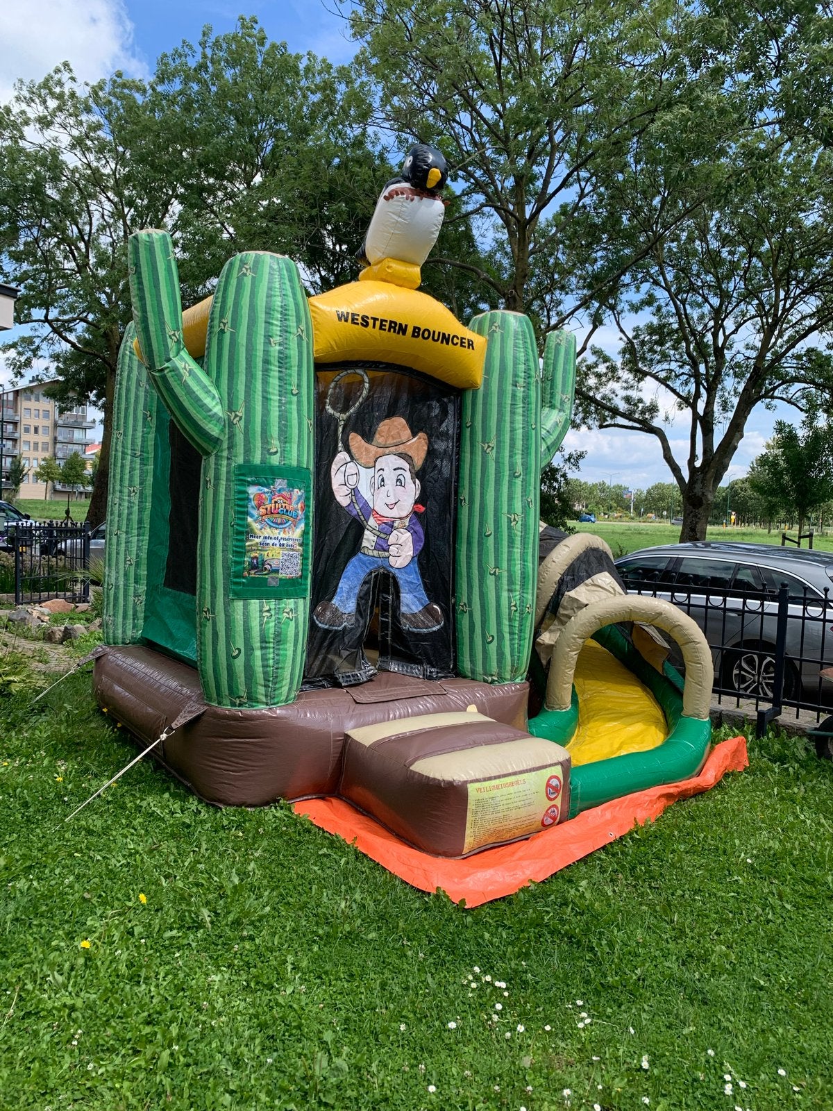 Springkussen Western Thema - 3x3,5x2,7m de stuiterclub, Ophalen of Verzenden, Zo goed als nieuw