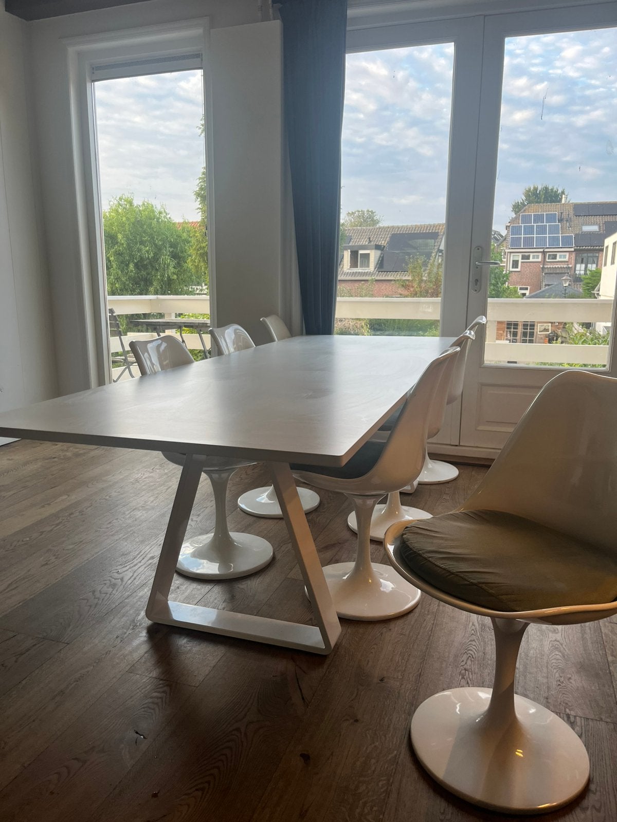 Bermuda tafel met tulip chairs, Ophalen, Gebruikt, 200 cm of meer, 50 tot 100 cm