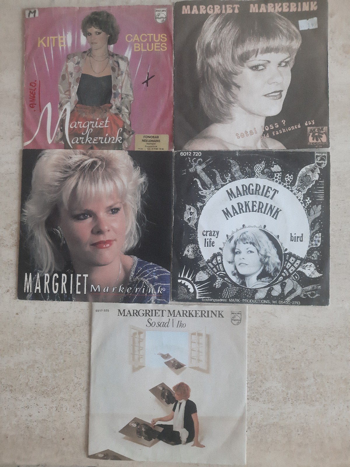5x vinyl singels van Margriet Markerink, Ophalen of Verzenden, Zo goed als nieuw, Nederlandstalig