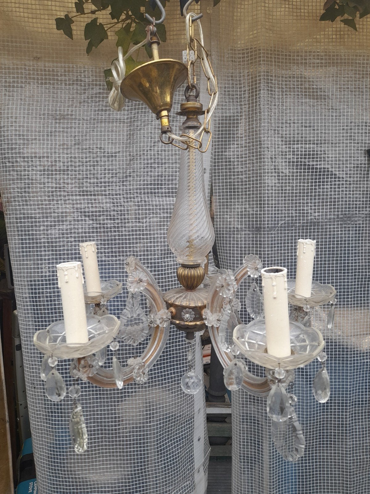 oude glazen kroonluchter, Ophalen of Verzenden, Glas