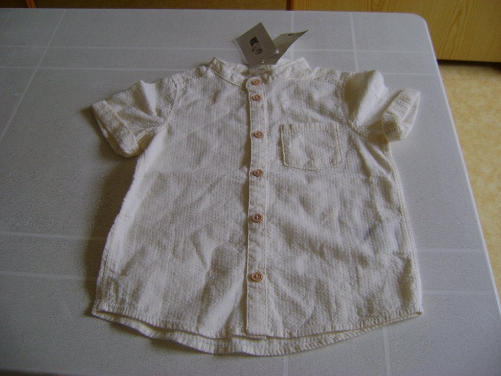 nieuwe ecru overhemd/blouse maat 92 met borstzakje, Ophalen of Verzenden, Nieuw, Jongen, Shirt of Longsleeve