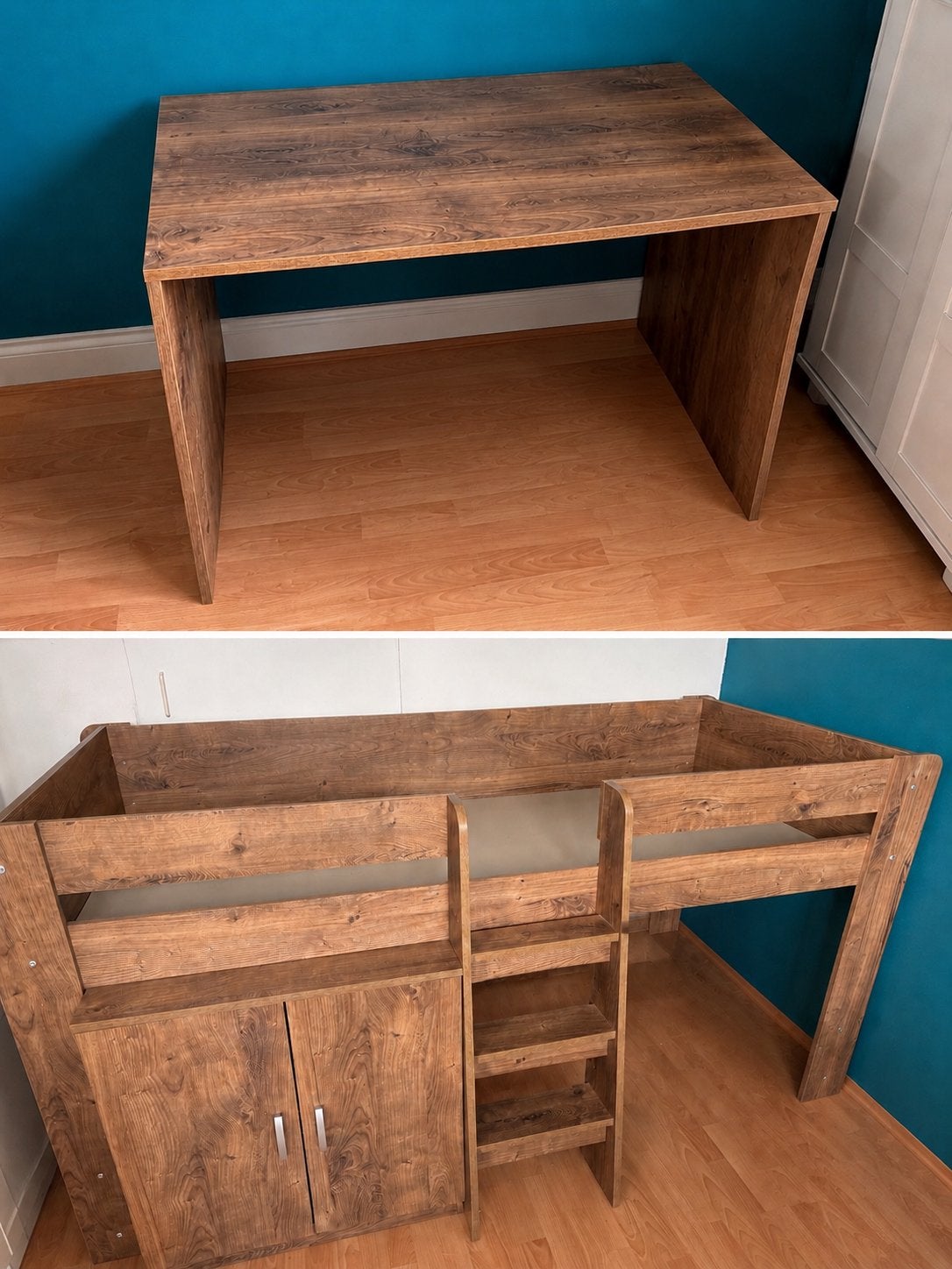 Halfhoogslaper met bureau en kast - Zo goed als nieuw, Ophalen, Gebruikt, 90 cm, Eenpersoons