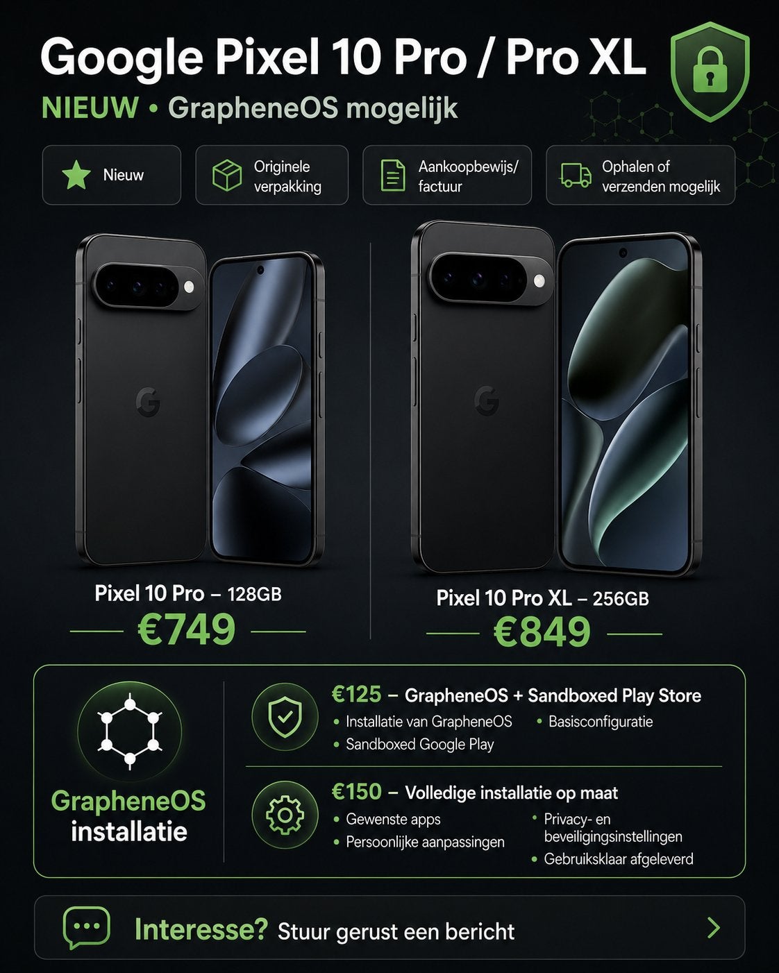 Google Pixel 10 Pro / Pro XL – NIEUW – GrapheneOS mogelijk, Ophalen of Verzenden, Zo goed als nieuw, 6 megapixel of meer, Overige modellen