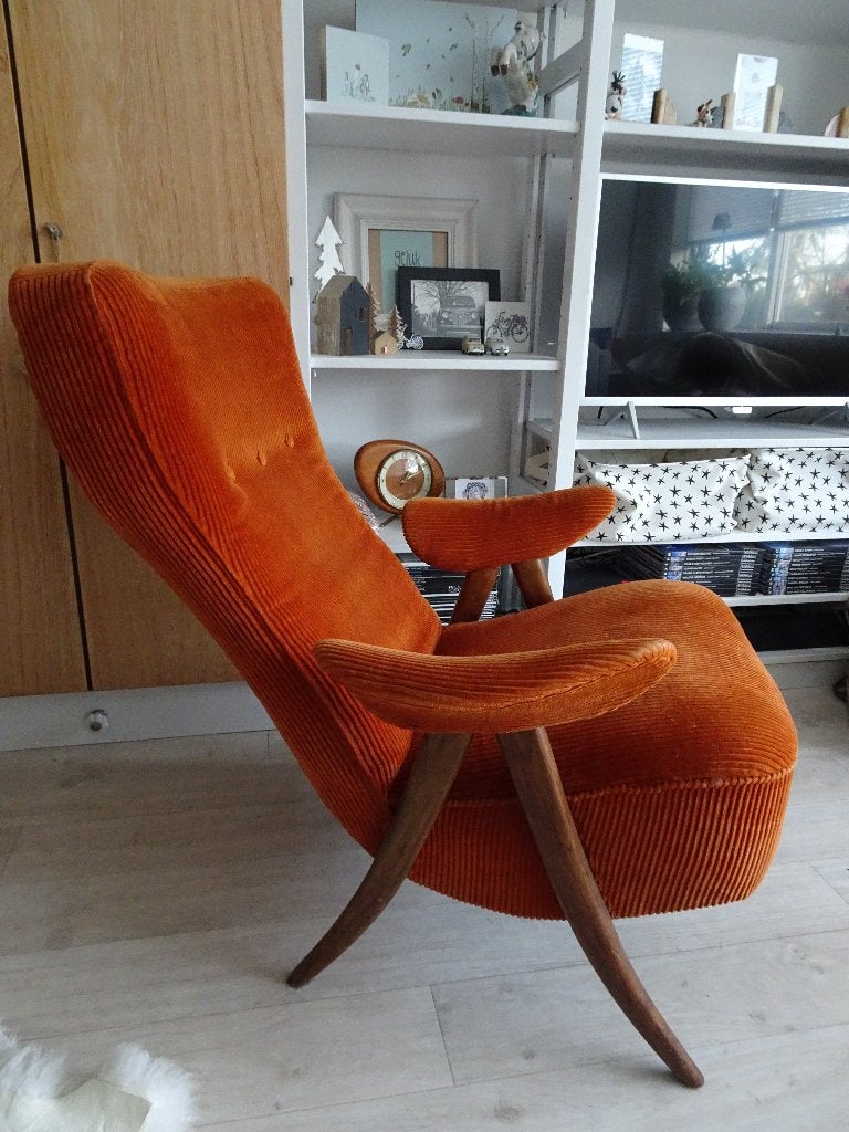 Jaren 50 60 Theo Ruth ARTIFORT 105 hairpin chair., Huis en Inrichting, Fauteuils, Ophalen, Gebruikt, 75 tot 100 cm, Stof