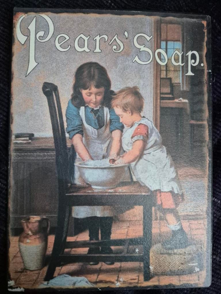 Vintage Pears' Soap Reclamebord - Kinderen Wassen Handen, Verzamelen, Ophalen of Verzenden