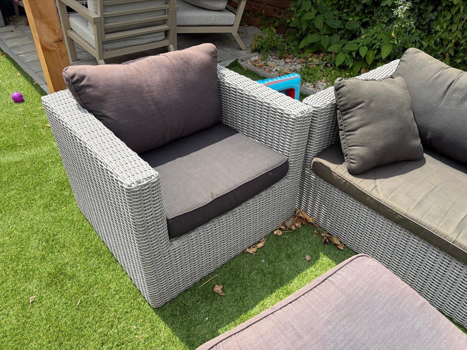 Loungeset met Hoekbank en Fauteuil, Ophalen, Gebruikt, Meer dan 8 zitplaatsen, Loungeset