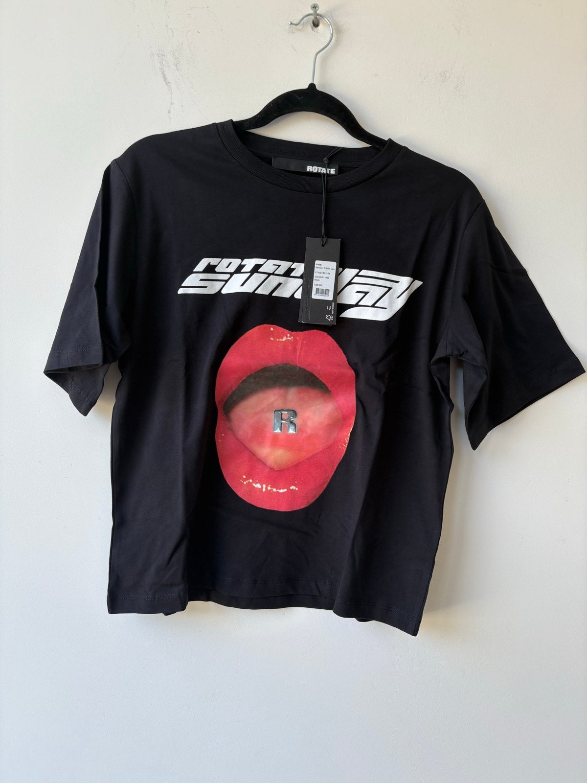 Rotate Birger Christensen Zwart T-Shirt Suday Logo Print XS, Zwart, Nieuw, Ophalen of Verzenden, Korte mouw