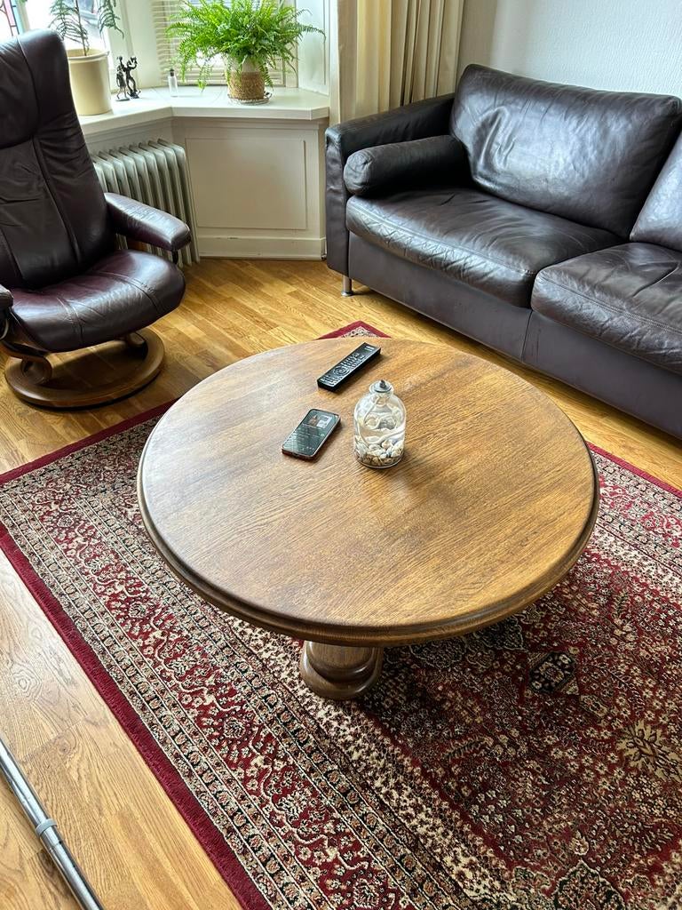Donker eiken salontafel, Huis en Inrichting, Tafels | Salontafels, Ophalen, Gebruikt, 50 tot 100 cm, 50 tot 100 cm