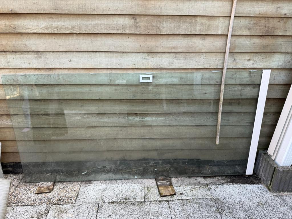 Grote glasplaat (1schuifdeur voor terrasoverkapping), Ophalen, Gebruikt, 80 tot 120 cm, Glasplaat