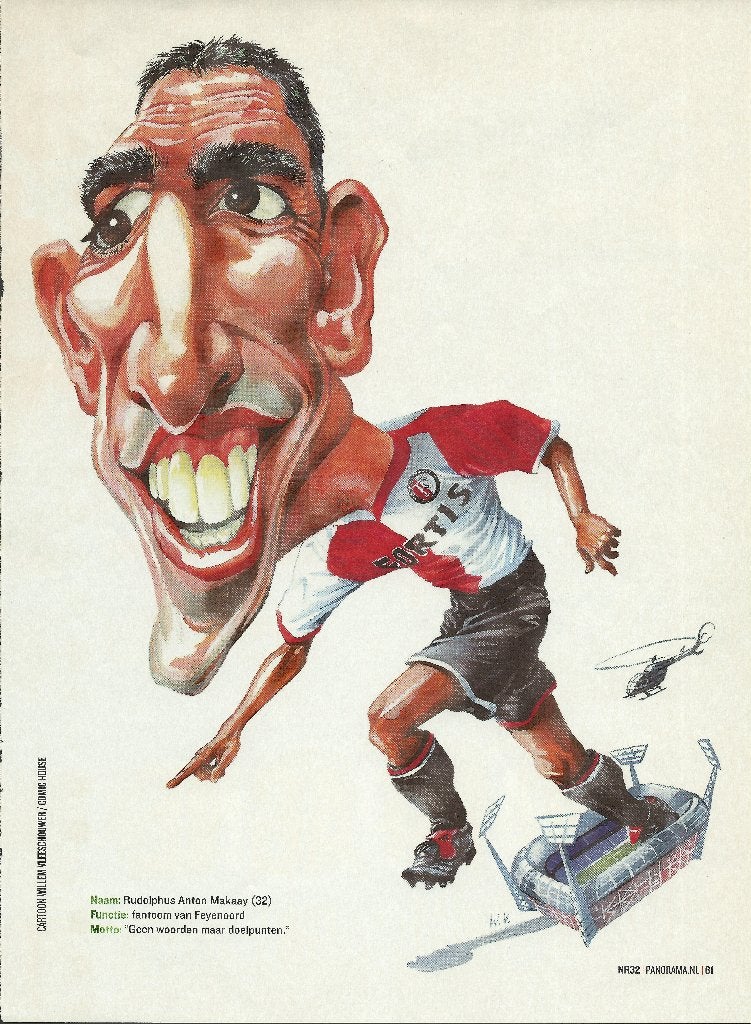 2007-2008 karikatuur Panorama Roy Makaay Feyenoord, Verzamelen, Ophalen of Verzenden, Zo goed als nieuw, Feyenoord, Poster, Plaatje of Sticker