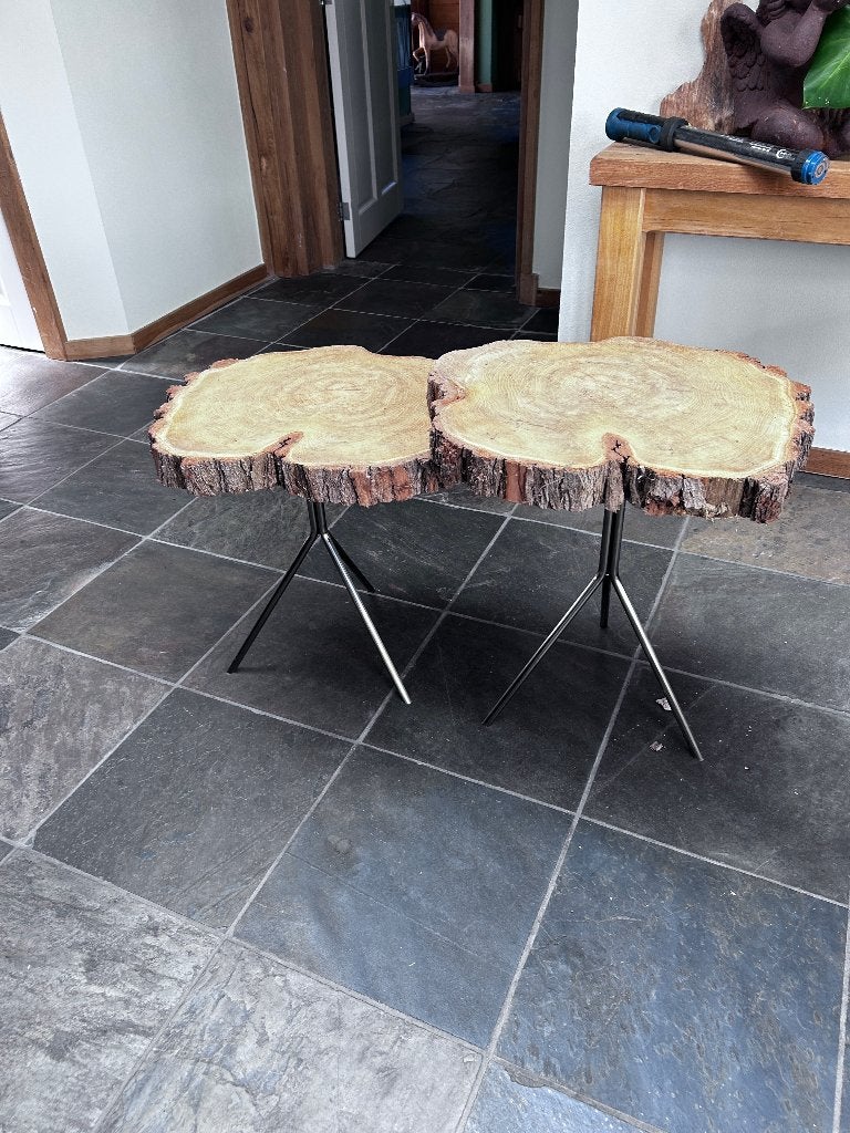 Statafels 2 stuks hout acacia poten tafels, Ophalen, Rond, Nieuw, 75 cm of meer
