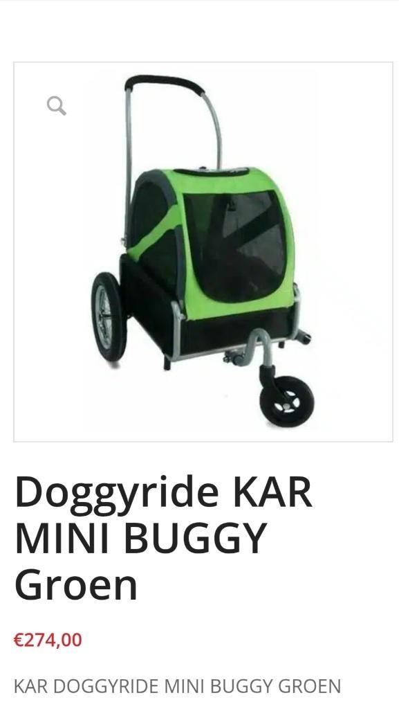 DoggyRide Mini 2in1 honden trailer, -fietskar, - buggy groen, Dieren en Toebehoren, Ophalen, Gebruikt