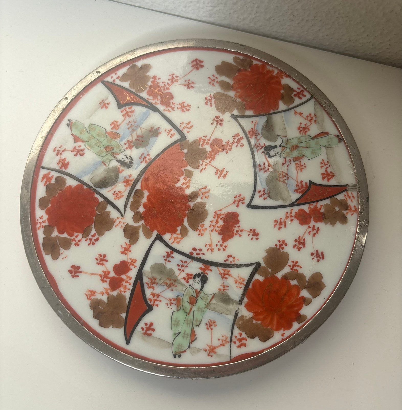 Vintage art decoonderzetter oud japans porselein, Ophalen of Verzenden