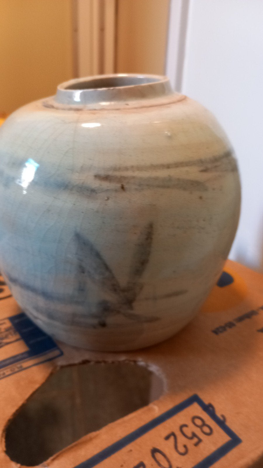 Antieke Chinese Celadon Vaas met Craquelé Glazuur, Ophalen of Verzenden