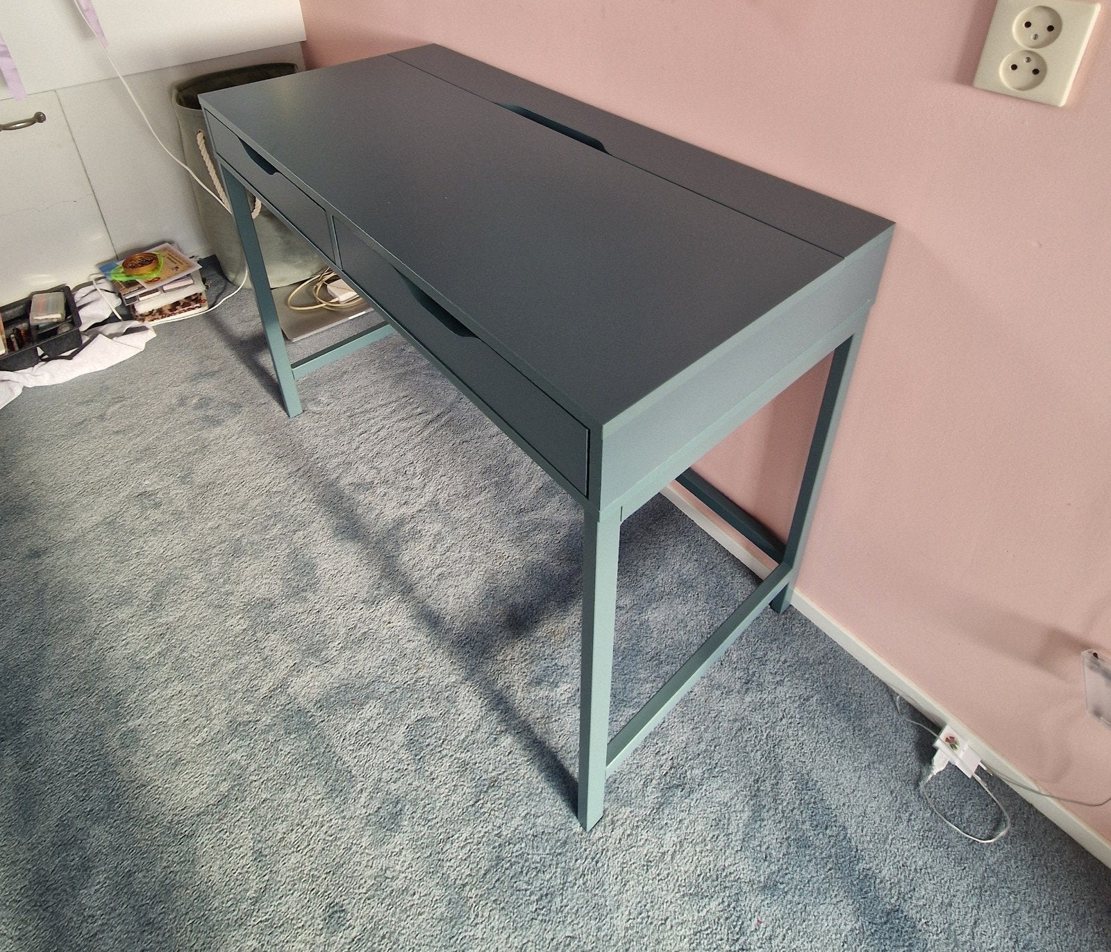 Ikea Alex bureau, 100x48cm, blauw, Huis en Inrichting, Ophalen, 48 cm, Met lades, Zo goed als nieuw