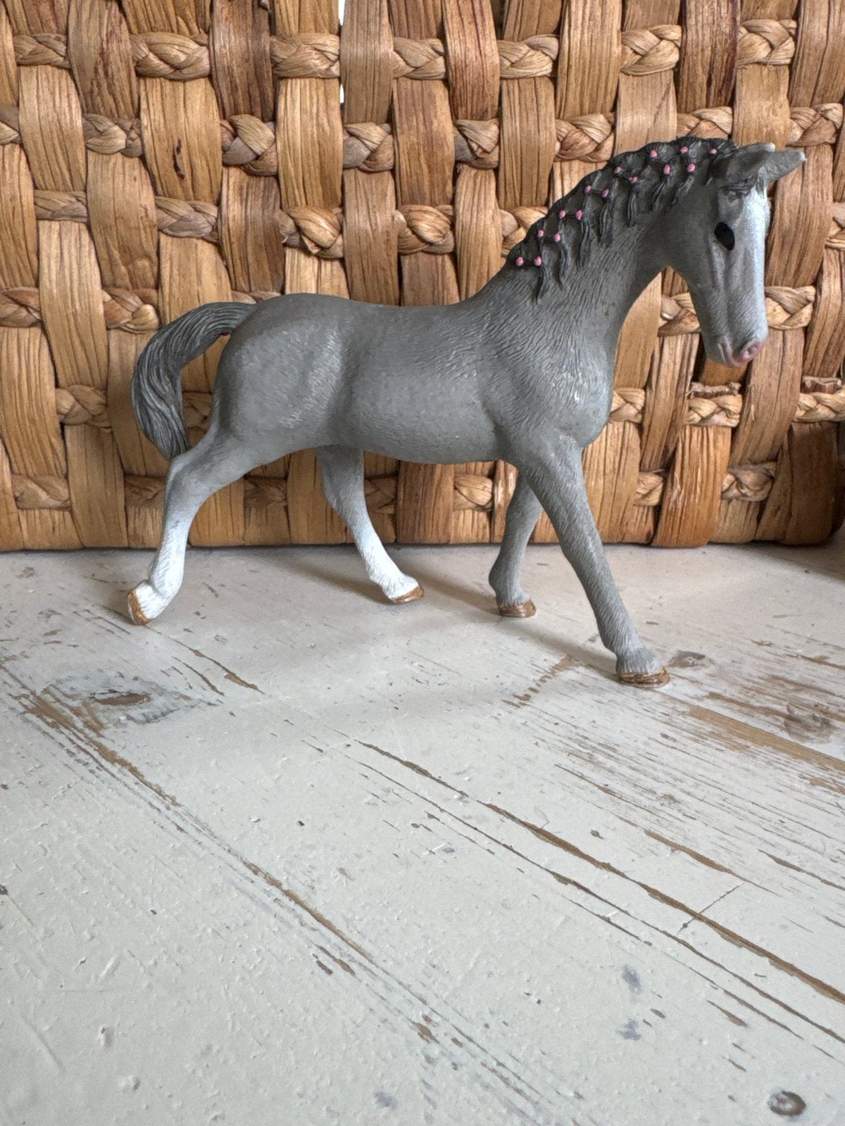Schleich paard - Grijs met roze vlechtjes, Verzenden, Gebruikt