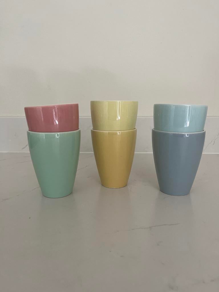 Pastel Regout Pierre bekers. (Hoog), Ophalen of Verzenden