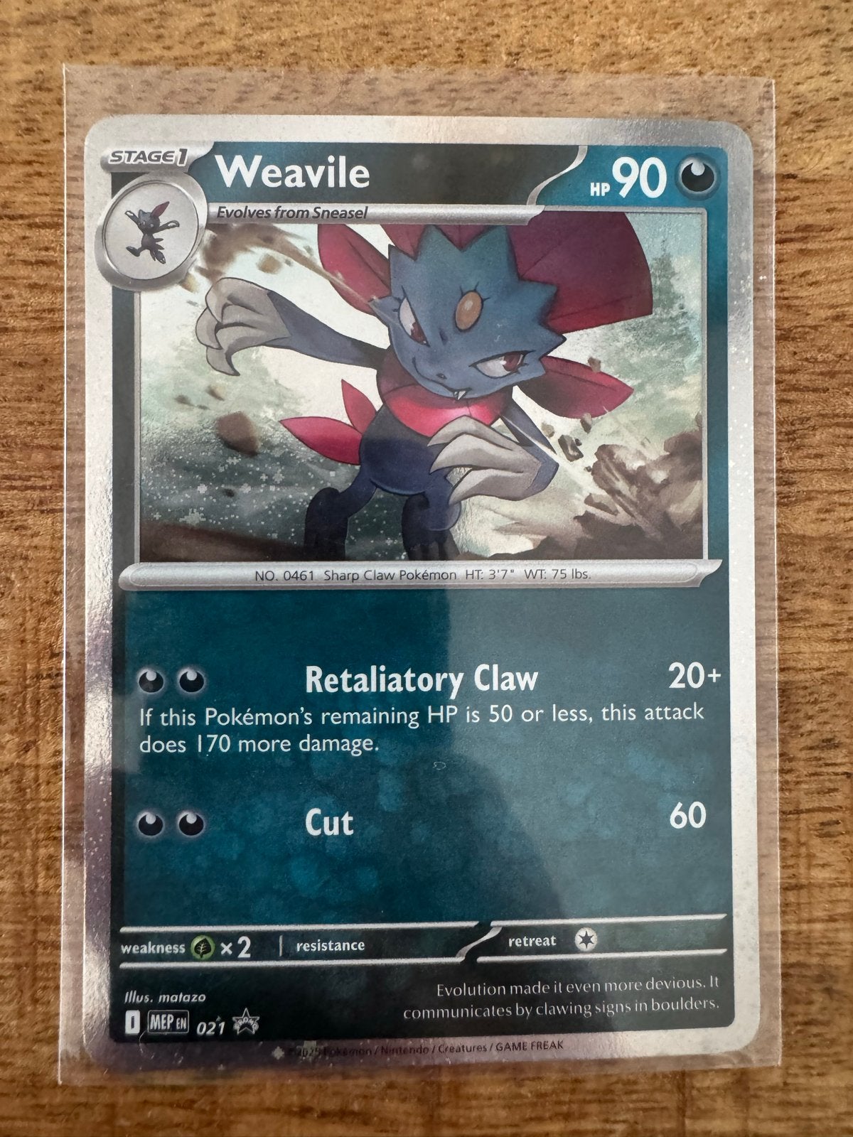 Pokémon Kaart Weavile HP 90, Ophalen of Verzenden, Zo goed als nieuw, Losse kaart