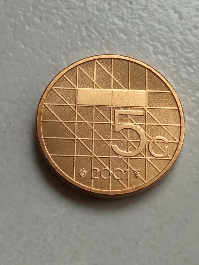 Nederland 5 gulden 2001., Postzegels en Munten, Munten | Nederland, Ophalen of Verzenden, Koningin Beatrix, 5 gulden, Losse munt