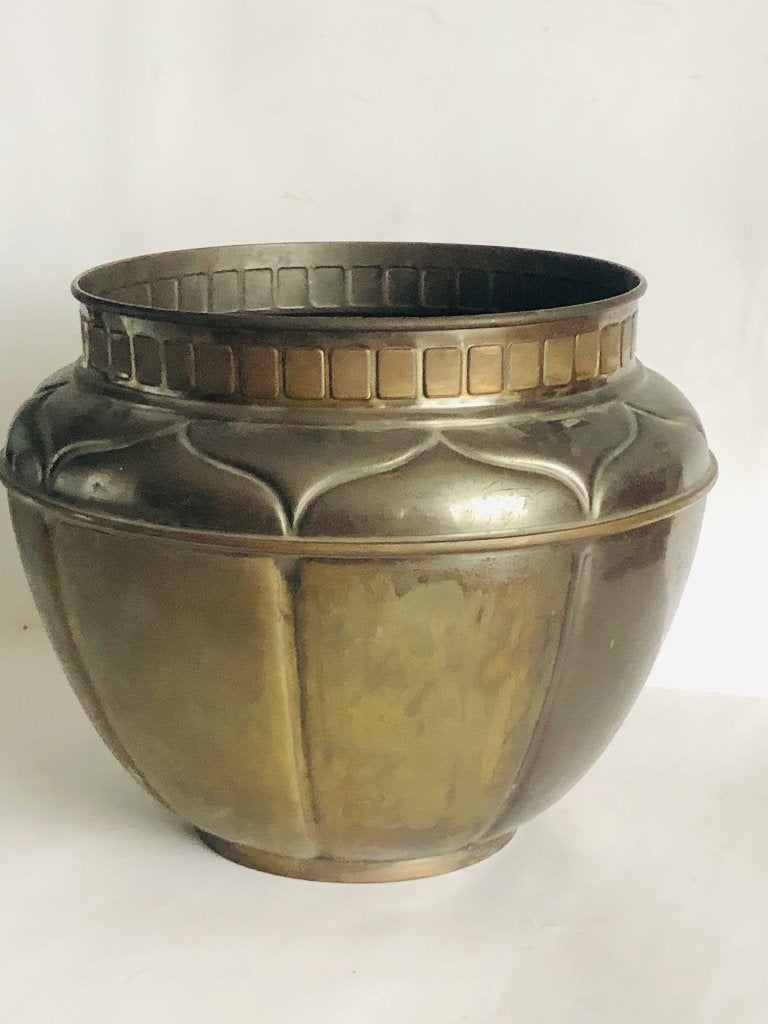 grote Art Deco messing bloempot, Antiek en Kunst, Ophalen of Verzenden