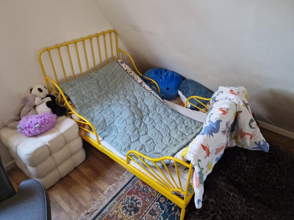 Ikea Minnen geel meegroeibed, Kinderen en Baby's, Kinderkamer | Bedden, Ophalen, 70 tot 85 cm, Zo goed als nieuw, Lattenbodem