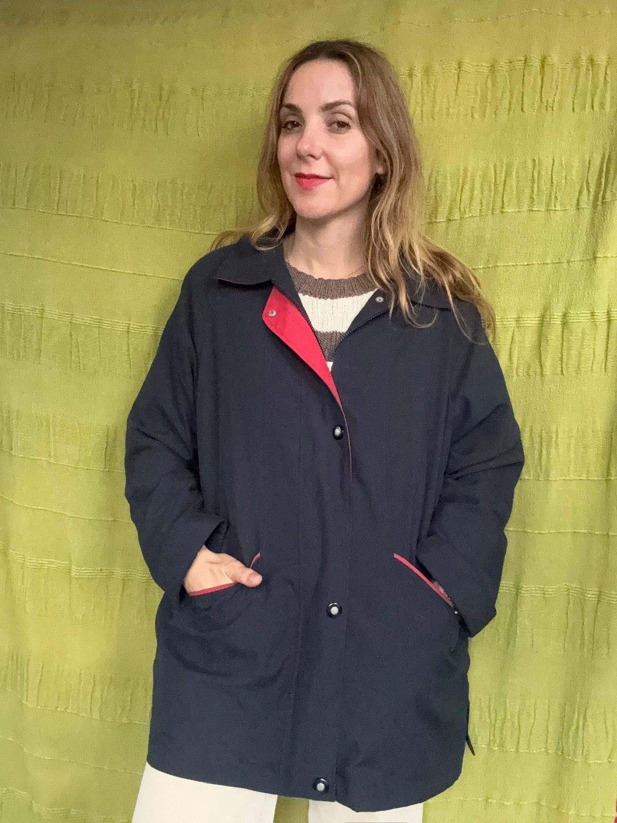 Vintage jas / parka / tussenjas- donkerblauw / blauw - 42/XL, Hgv, Blauw, Hgv, Maat 42/44 (L)