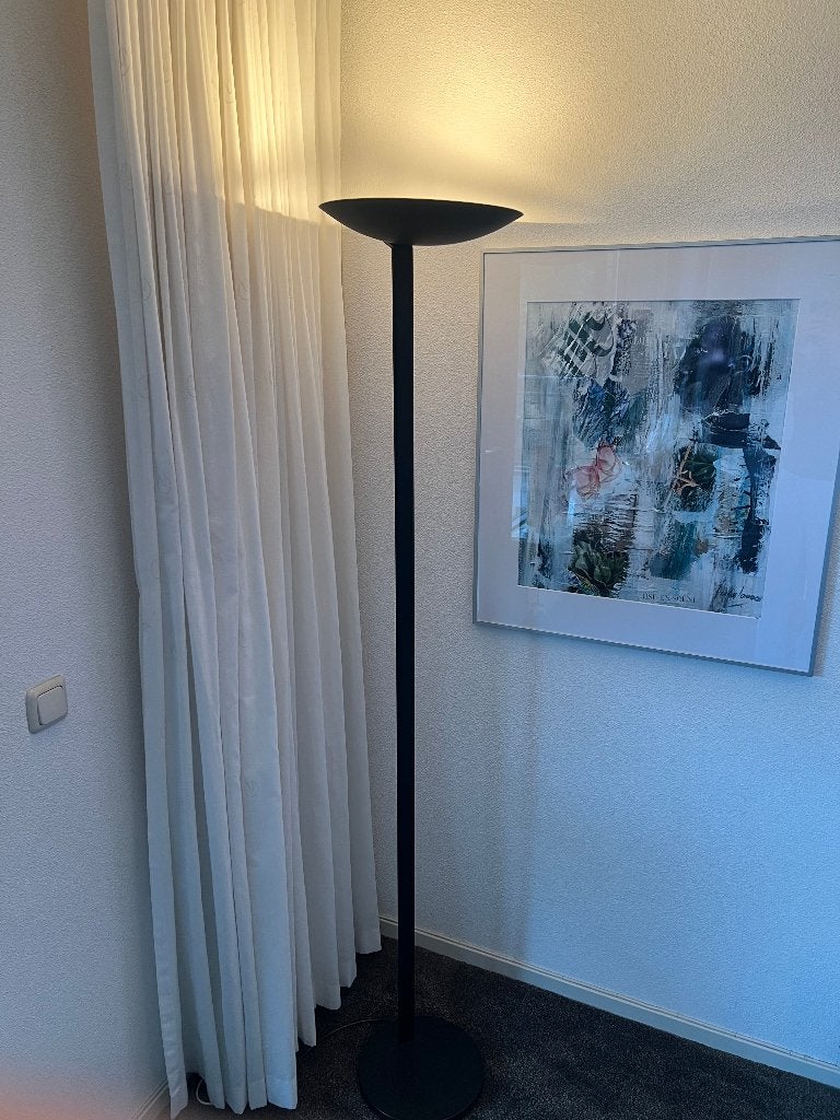Zwarte uplighter vloerlamp met dimmer, Ophalen, Gebruikt, 150 tot 200 cm