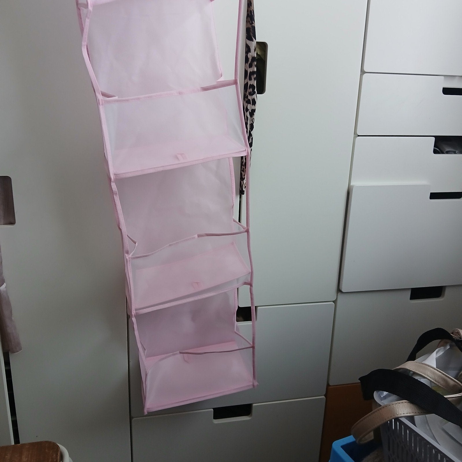 Roze hangende opberger met 5 vakken, Ophalen, Zo goed als nieuw