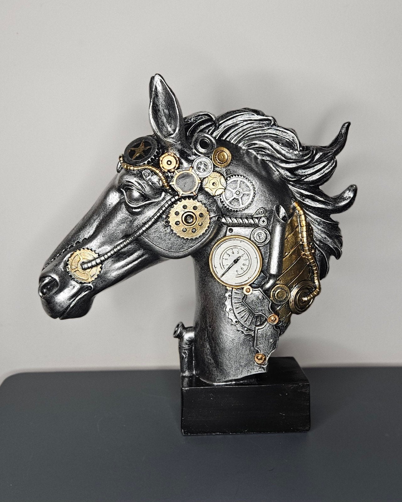 Beeldje, Sculptuur "Steampunk paard" H.34cm, Ophalen of Verzenden, Nieuw, Dier