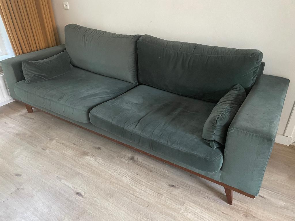 Gratis groene bank, Huis en Inrichting, Banken | Bankstellen, Ophalen, Gebruikt, Driepersoons, 75 tot 100 cm