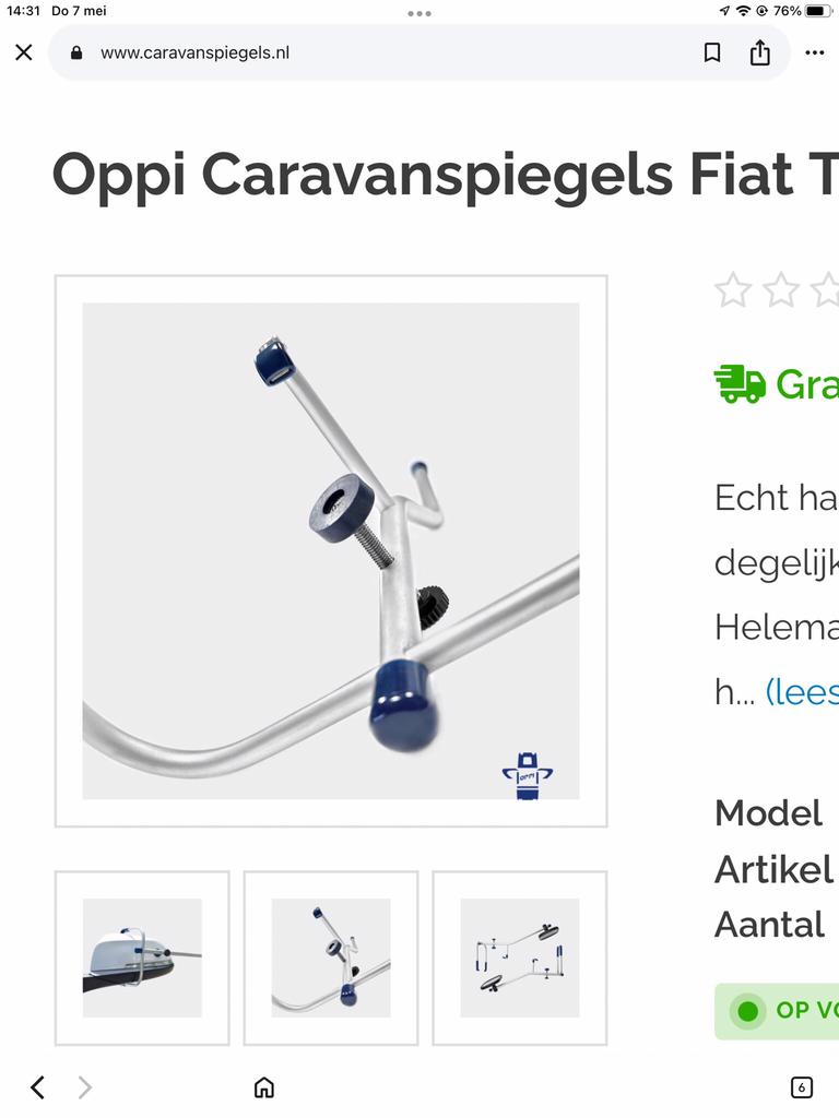 Caravanspiegels Fiat Tipo 2021-2026, Auto-onderdelen, Spiegels, Fiat, Nieuw, Ophalen of Verzenden