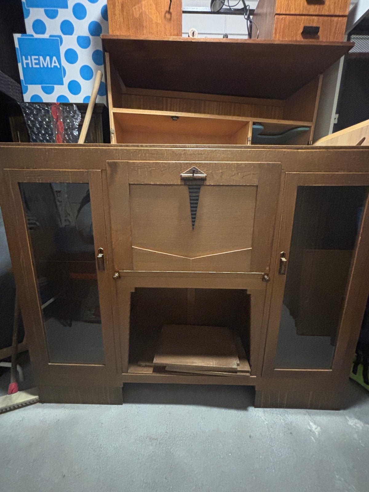 Vintage Amsterdamse School Kast met Bureau, Ophalen of Verzenden