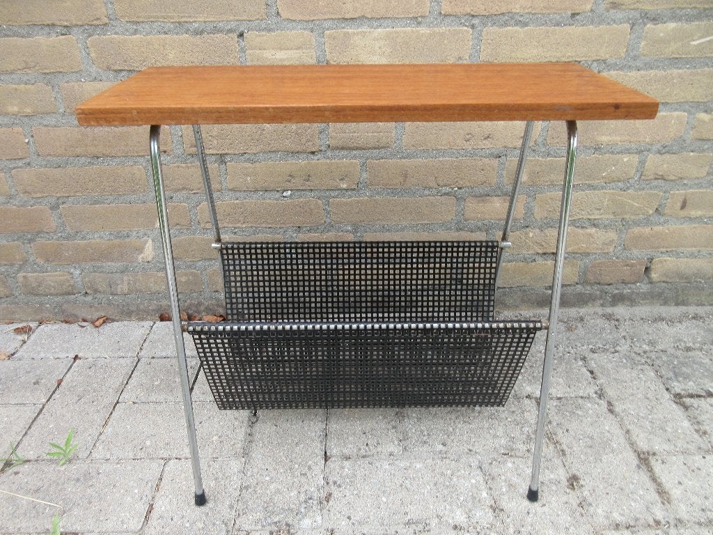 Vintage pilastro krantenbak met houten blad tijdschriftenrek, Ophalen of Verzenden, Gebruikt