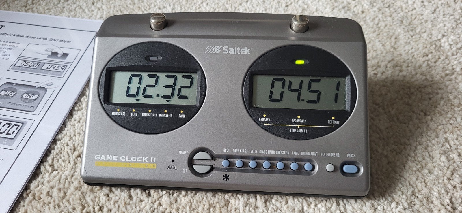 Saitek Game Clock II schaakklok inclusief batterijen, Een of twee spelers, Ophalen of Verzenden, Zo goed als nieuw, Saitek