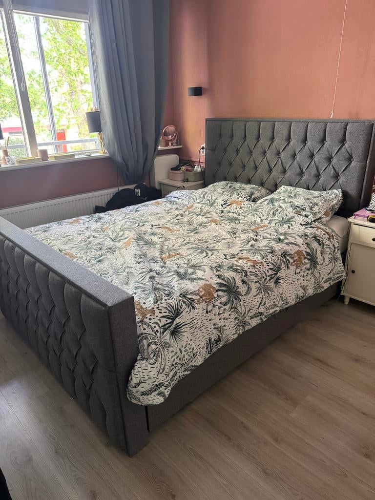 Elektrische boxspring antraciet 160x200 (zonder matras), Huis en Inrichting, Slaapkamer | Boxsprings, Ophalen, Gebruikt, Tweepersoons