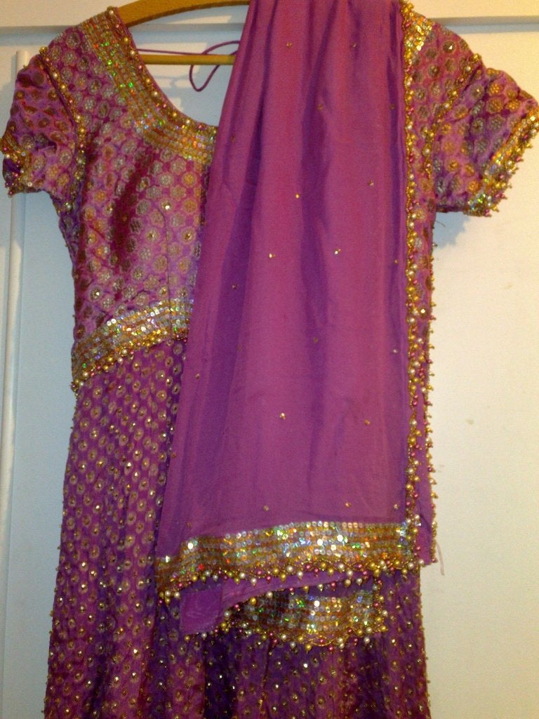 Paarse anarkali, Kleding | Dames, Ophalen, Overige typen, Paars, Zo goed als nieuw