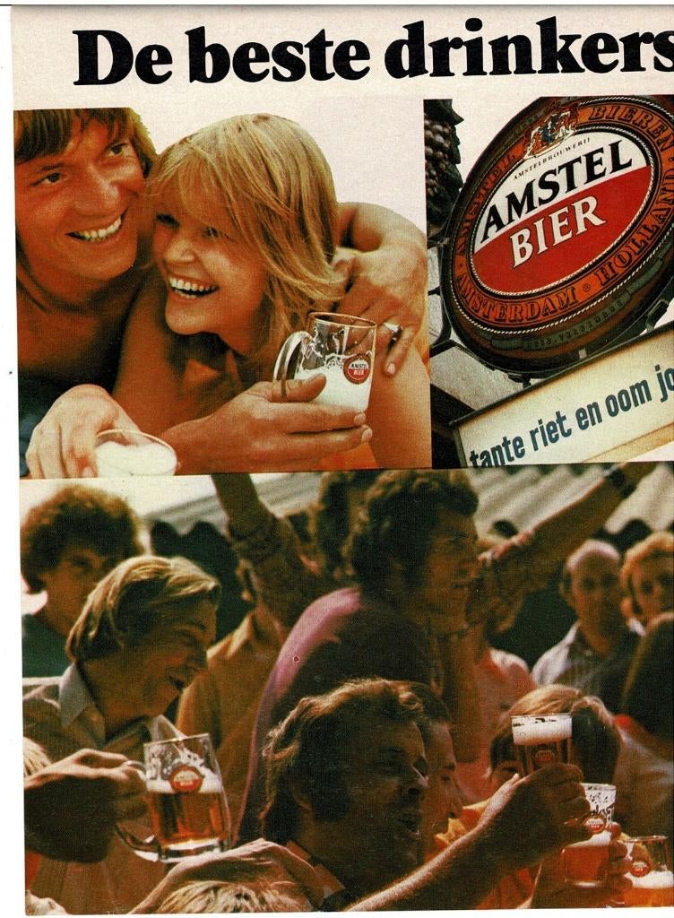 AMSTEL BIER  De beste drinkers drinken het. 1974, Verzenden, Zo goed als nieuw, Overige typen
