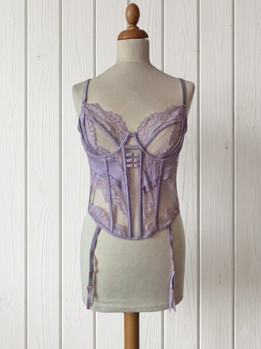 80B NOIR  Hunkemöller Luxe Lila Kant Corset / Bustier, Ophalen of Verzenden, Paars, Body of Korset