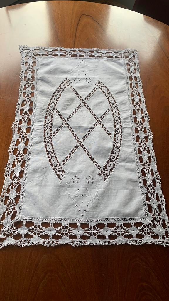 Vintage zgan gekantklost Tafelkleed orig jaren 50 Handwerk, Ophalen of Verzenden
