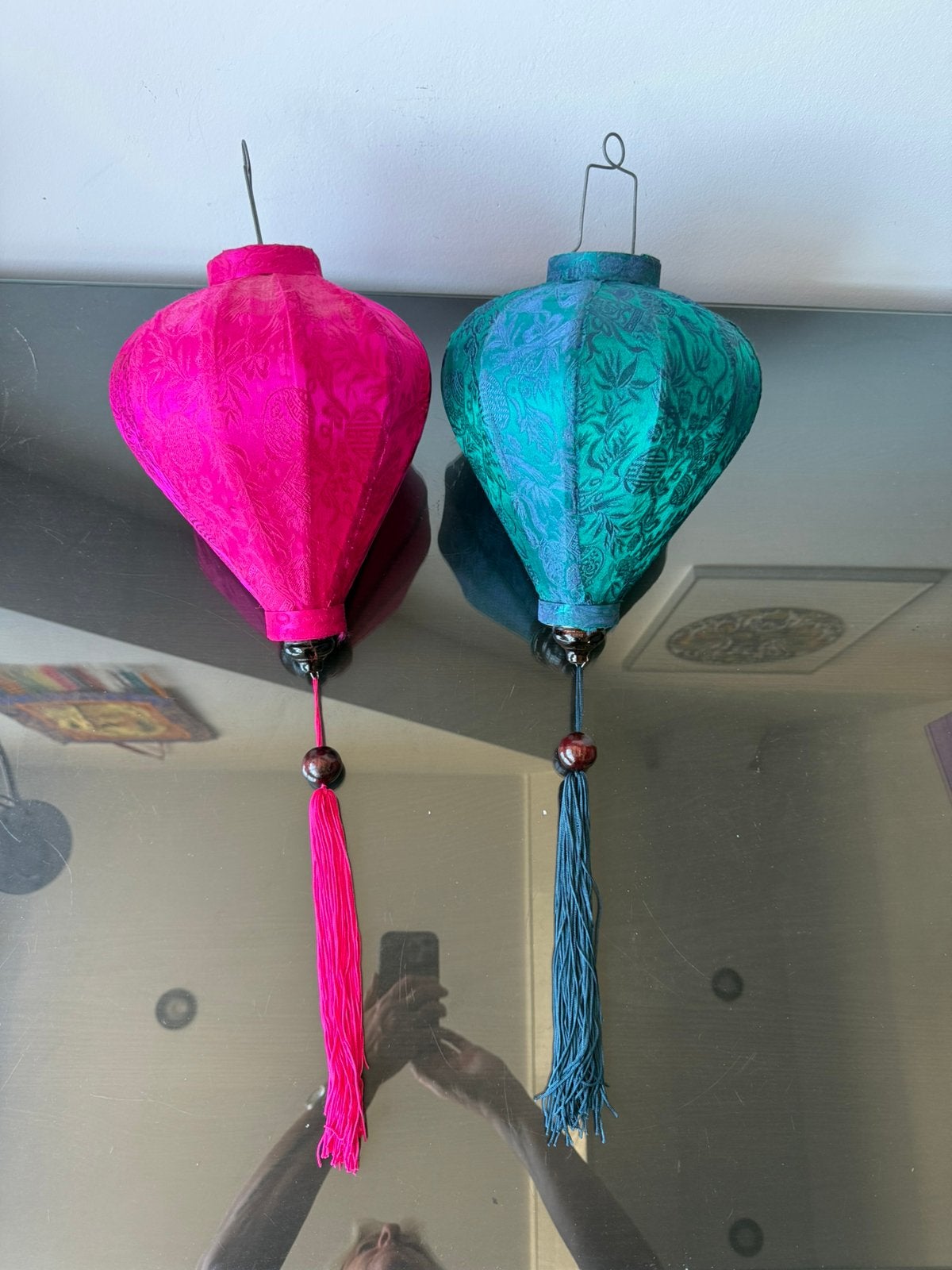 Twee Chinees lampions van echte zijde 70cm lang, Ophalen of Verzenden, Zo goed als nieuw, Textiel, Oosters