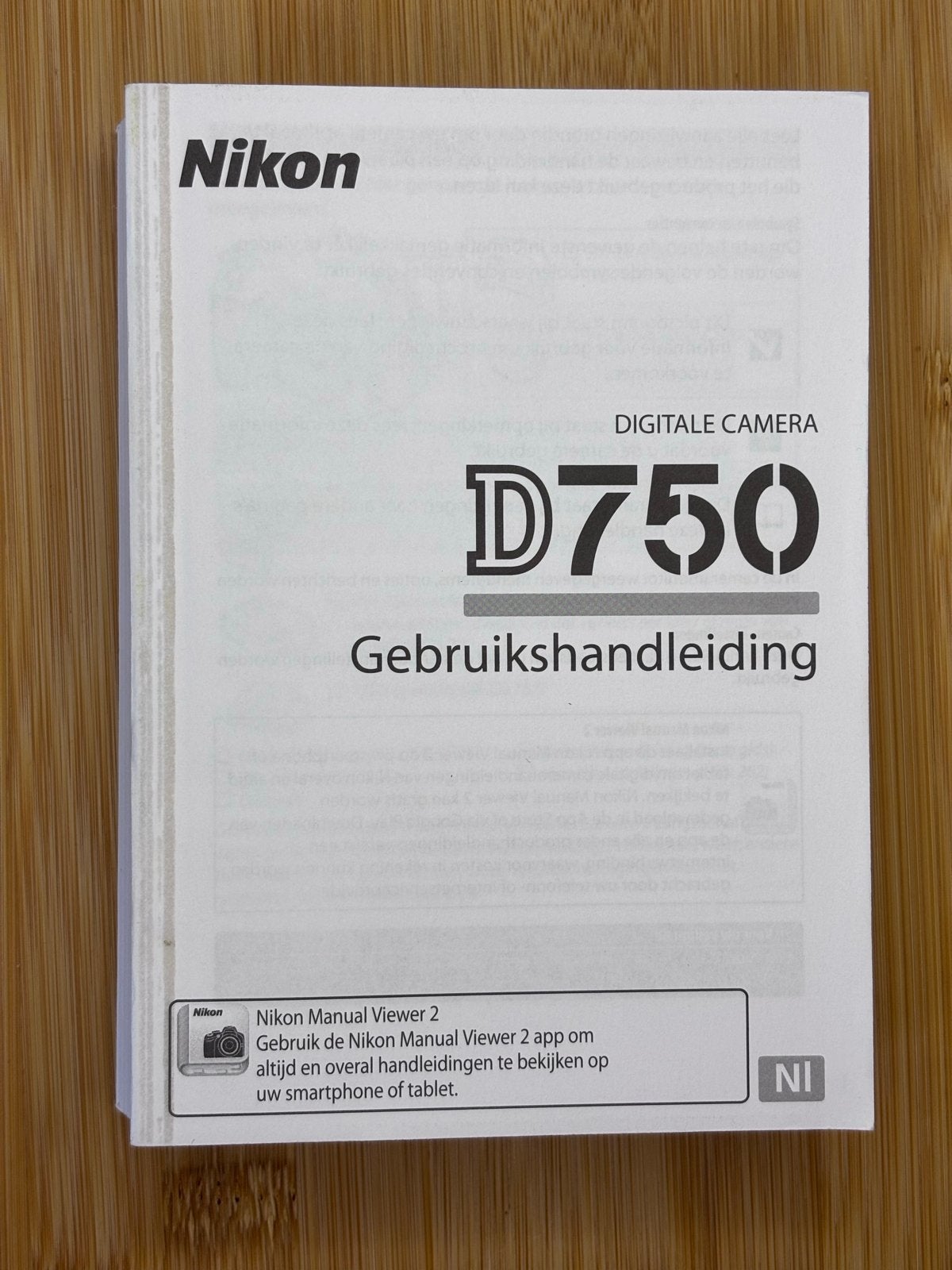Nikon D750  Gebruikershandleiding nederlandstalig, Ophalen of Verzenden, Nikon, Geen optische zoom