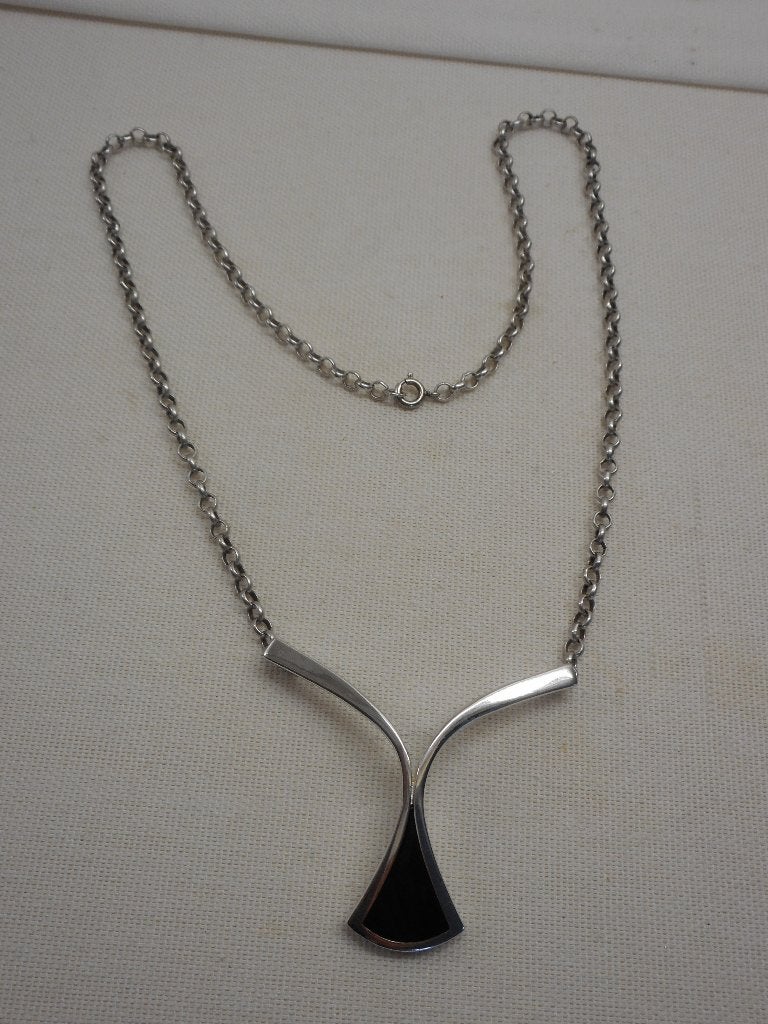 Zilveren jasseron met vaste grote modernist hanger nr.012, Met hanger, Verzenden, Zo goed als nieuw, Zilver
