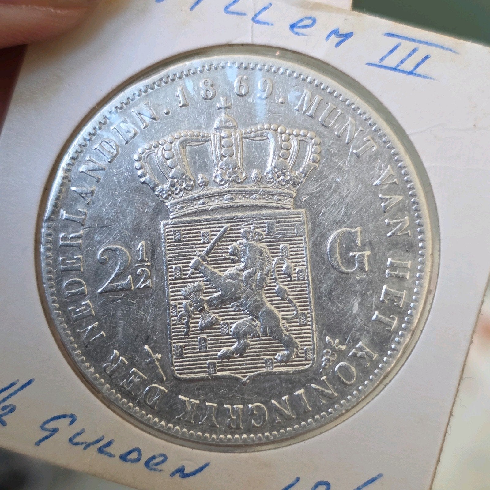 rijksdaalder 1869 Nederland, Koning Willem III, Verzenden, Zilver, Losse munt