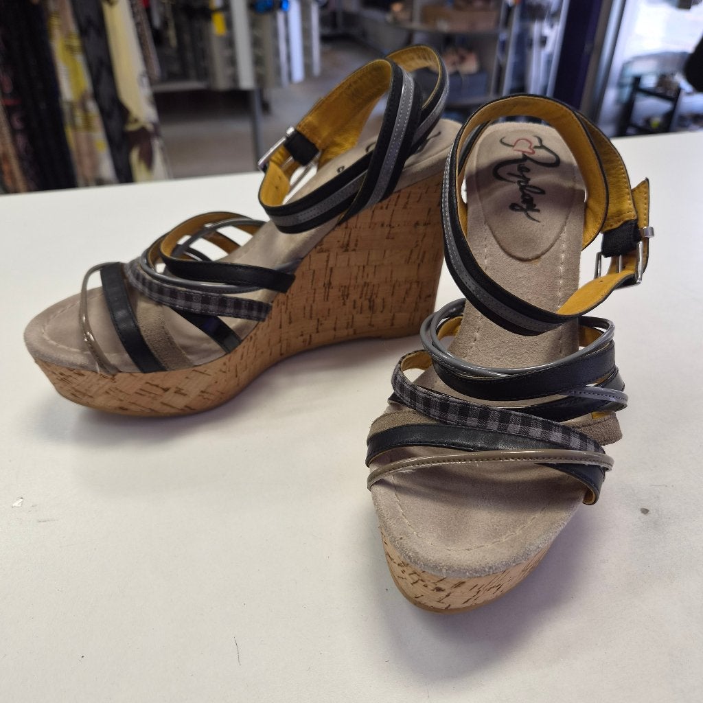 Replay sleehak sandalen maat 37-37.5 Y2K vibes nr 51533, Zo goed als nieuw, Info@replayfootwear.com, Grijs, Via Marco Polo 1, 31040 Treviso, Italy