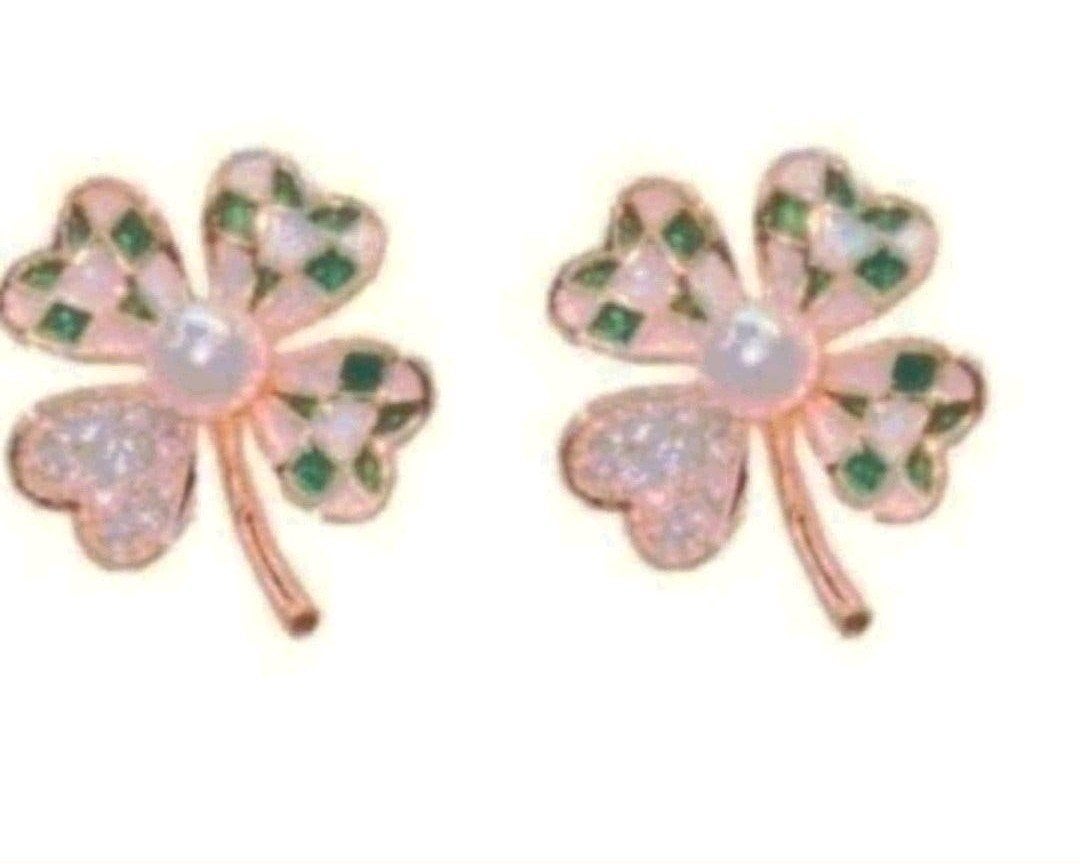 oorbellen klavertje vier, Verzenden, Nieuw, Goud, Knopjes of Stekers